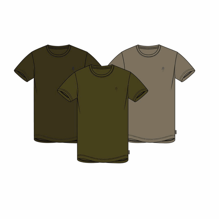 Pinewood 3-pack T-SHIRT - Grøn +Jagtbrun + Khaki 